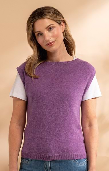 Ladies Sleeveless Cashmere Crew Neck Sweater