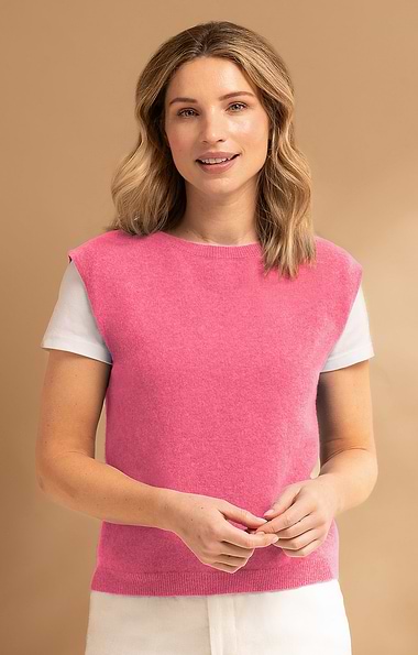 Ladies Sleeveless Cashmere Crew Neck Sweater