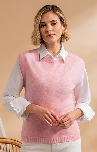 Ladies Sleeveless Cashmere Crew Neck Sweater