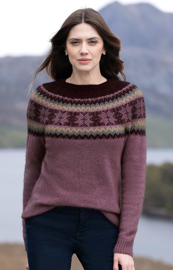 Ladies Merino & Possum Fairisle Crew Neck Jumper
