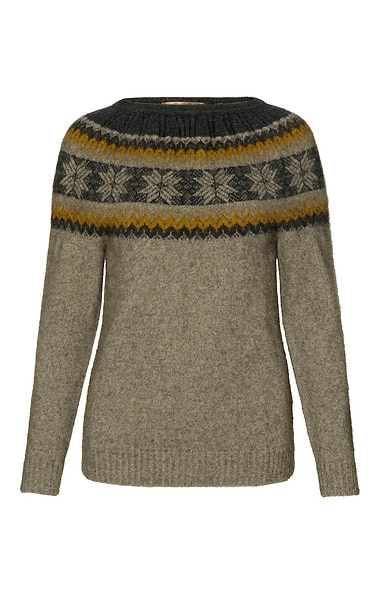 Ladies Merino & Possum Fairisle Crew Neck Jumper