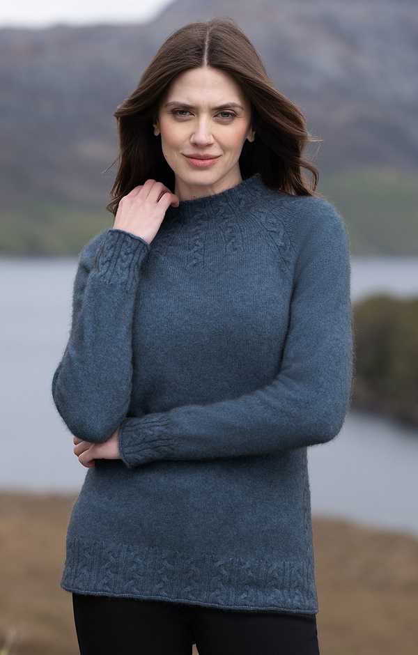 Ladies Cable Funnel Neck Sweater