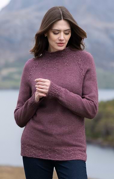 Ladies Cable Funnel Neck Sweater