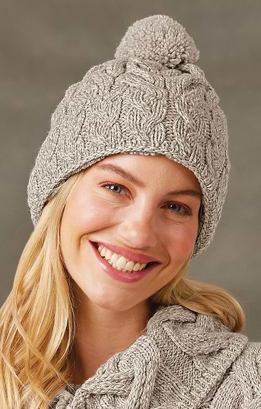 Ladies Aran Knit Cable Beanie