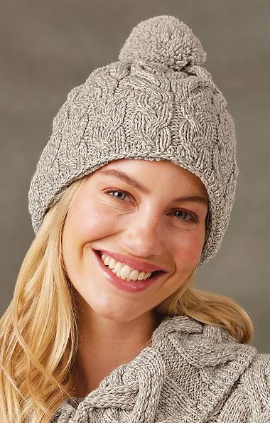 Ladies Aran Knit Cable Beanie