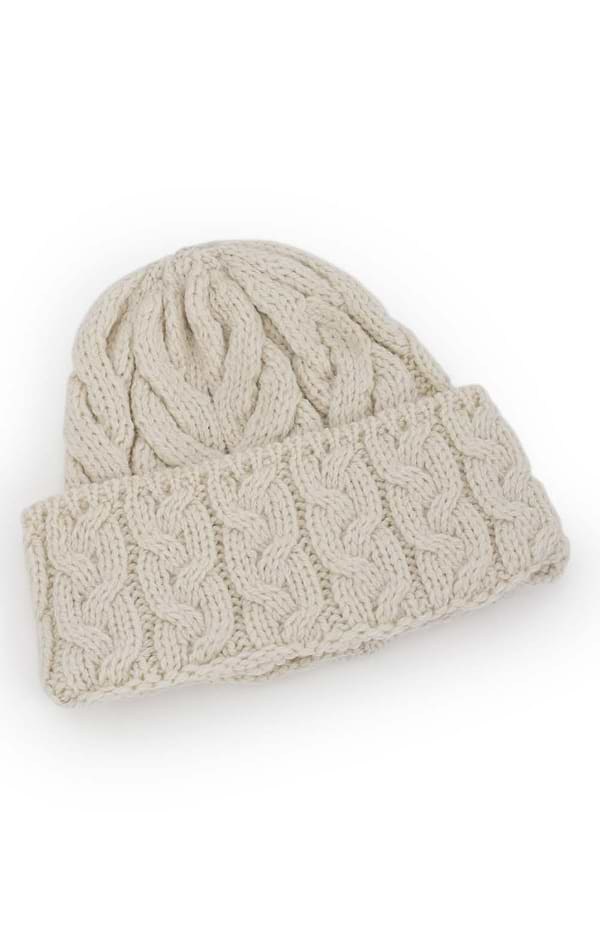 Ladies Aran Knit Cable Beanie