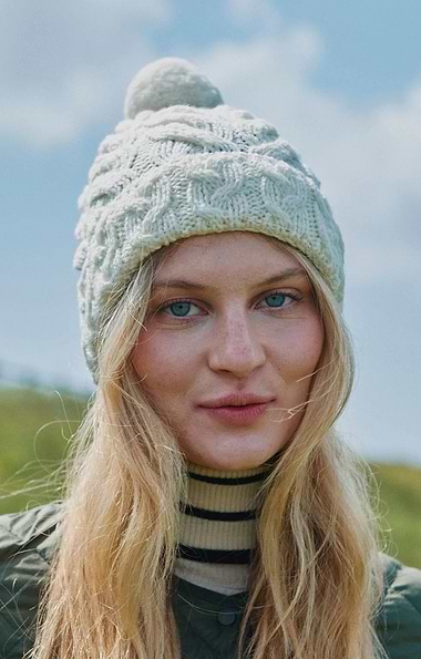 Ladies Aran Knit Cable Beanie