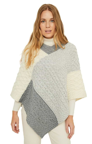Ladies Aran Patchwork Poncho
