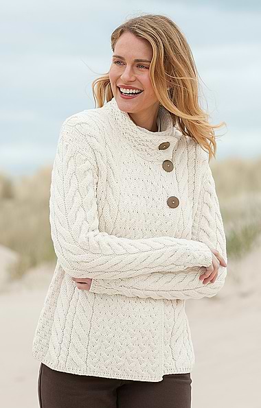 Ladies Aran Cable Cardigan