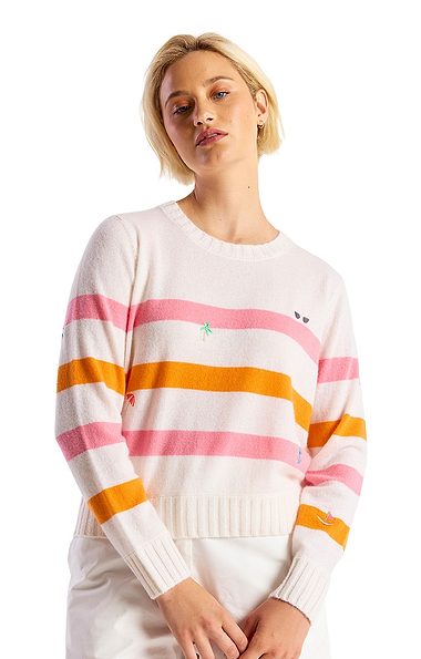 Ladies Brodie Cashmere Beach Embroidered Crew Neck