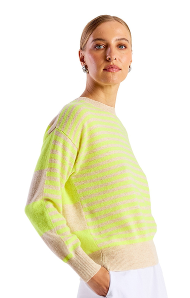 Ladies Brodie Cashmere Beach Stripe Crew Neck