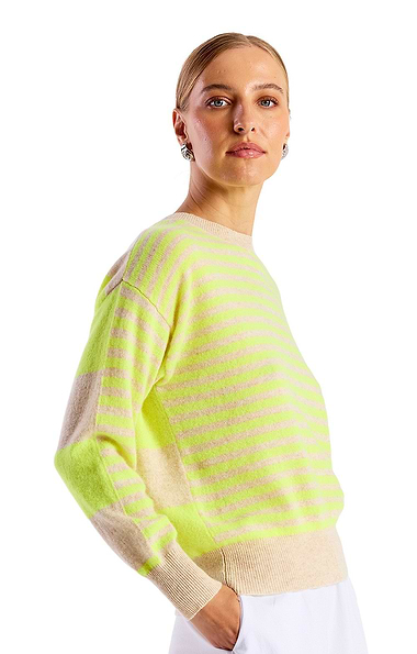 Ladies Brodie Cashmere Beach Stripe Crew Neck