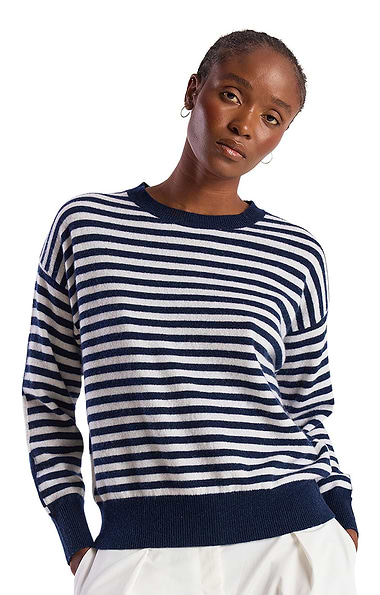 Ladies Brodie Cashmere Beach Stripe Crew Neck