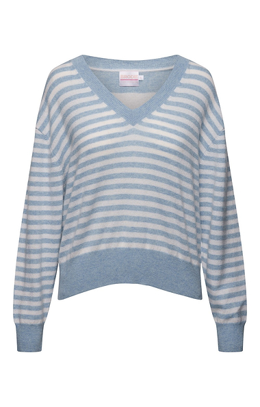 Ladies Brodie Cashmere Beach Stripe V Neck