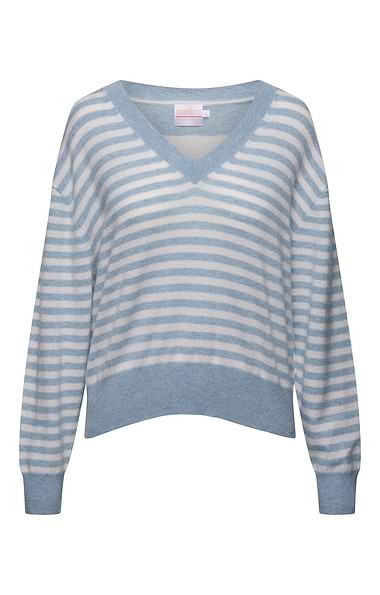Ladies Brodie Cashmere Beach Stripe V Neck