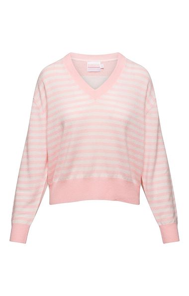 Ladies Brodie Cashmere Beach Stripe V Neck