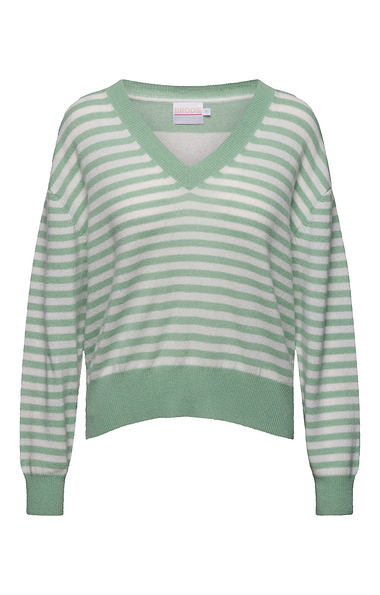 Ladies Brodie Cashmere Beach Stripe V Neck