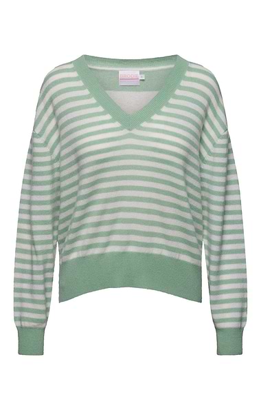 Ladies Brodie Cashmere Beach Stripe V Neck