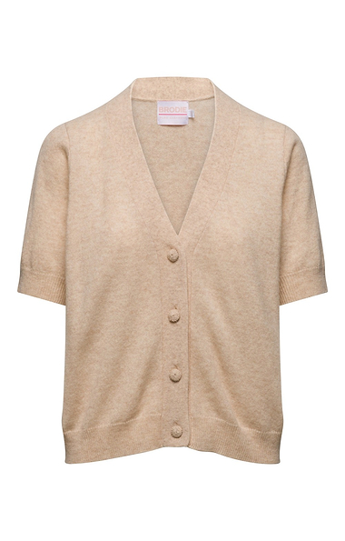 Ladies Brodie Cashmere Button Up Short Sleeve Cardigan