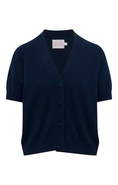 Ladies Brodie Cashmere Button Up Short Sleeve Cardigan