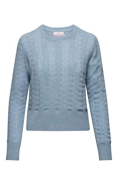 Ladies Brodie Cashmere Shell Pointelle Crew Neck