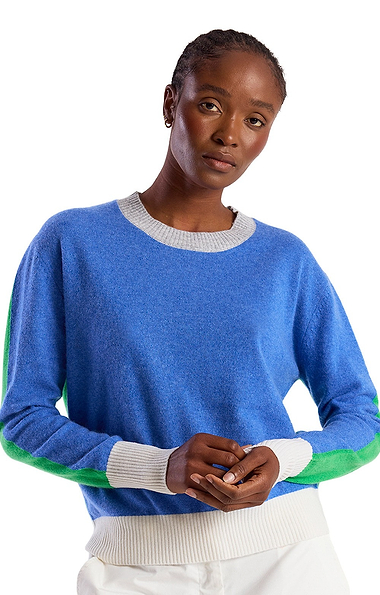 Ladies Brodie Cashmere Summer Colour Block Crew Neck