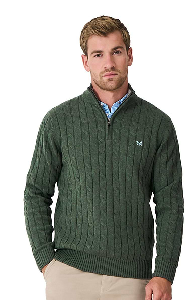 Men's Crew Clothing Cotton Half Zip Cable