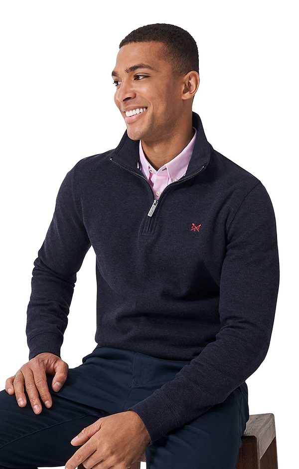 Men's Crew Clothing Ribbed Half Zip Sweatshirt