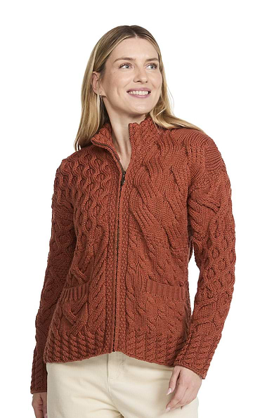 Ladies Merino Aran Woollen Mills Zip Jacket