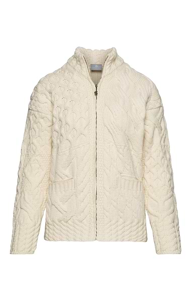 Ladies Merino Aran Woollen Mills Zip Jacket