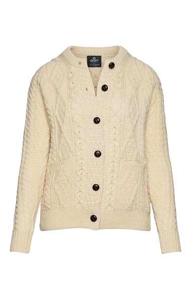 Ladies Worsted Wool Aran Woollen Mills Cardigan