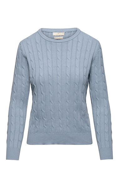 Ladies Cotton Cable Crew Neck