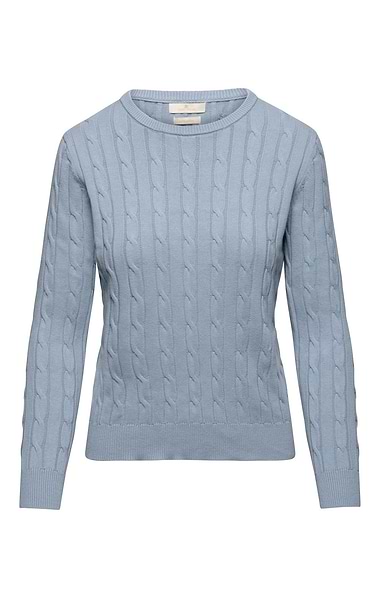 Ladies Cotton Cable Crew Neck