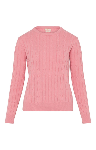 Ladies Cotton Cable Crew Neck