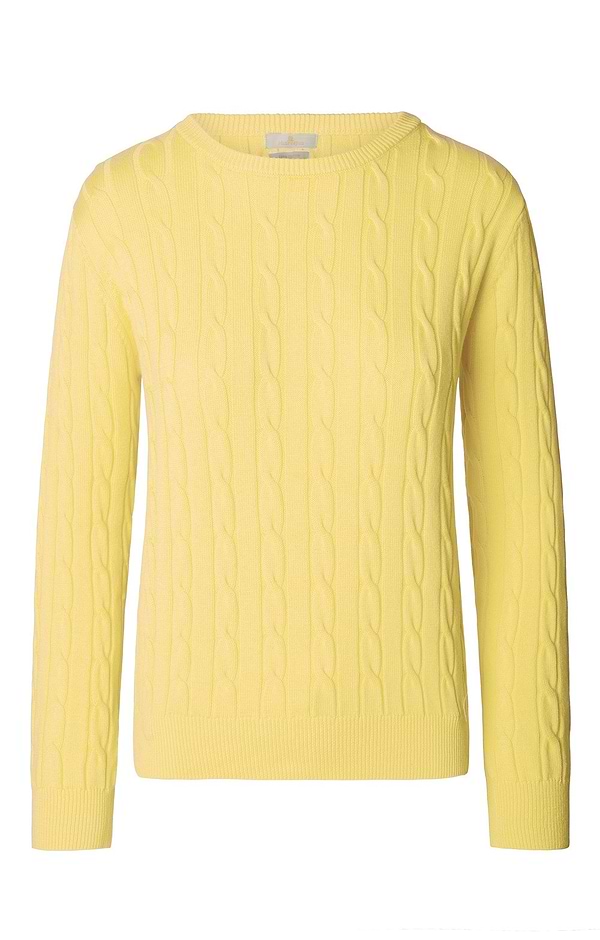 Ladies Cotton Cable Crew Neck