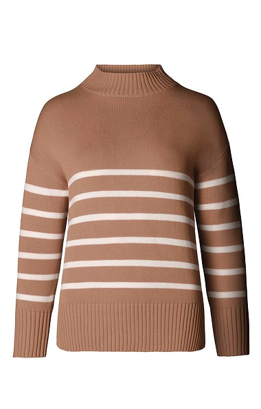 Ladies Cotton Striped Turtle Neck