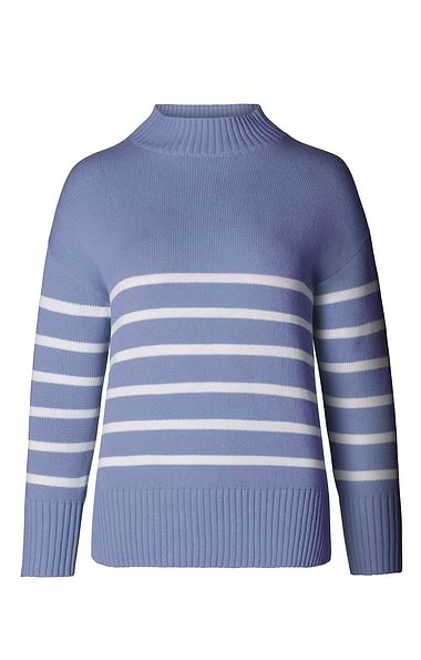 Ladies Cotton Striped Turtle Neck