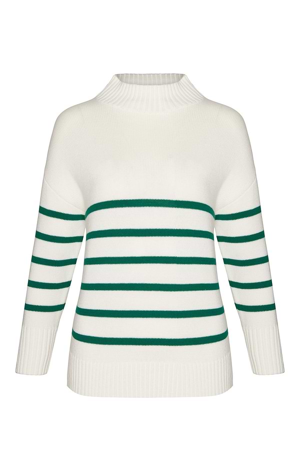Ladies Cotton Striped Turtle Neck
