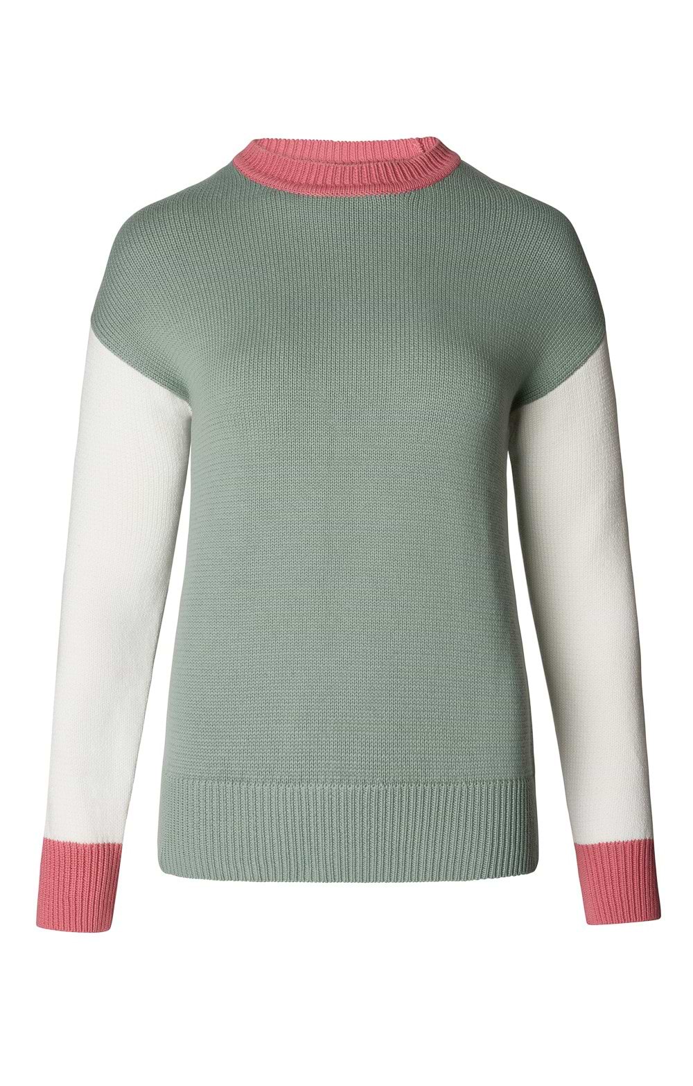 Ladies Cotton Colour Block Crew Neck Jumper House of Bruar