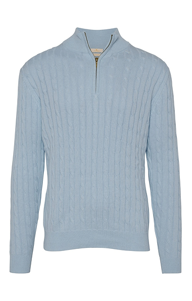 Men's Cotton Cable Knitted T-Zip Jumper