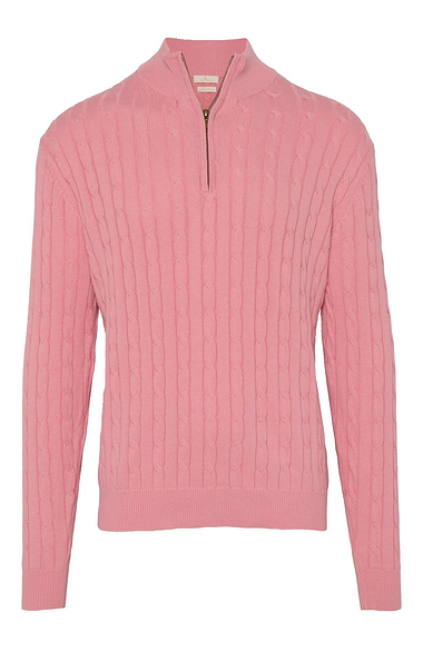Men's Cotton Cable Knitted T-Zip Jumper