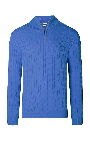 Men's Cotton Cable Knitted T-Zip Jumper