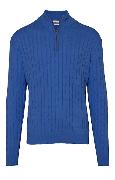 Men's Cotton Cable Knitted T-Zip Jumper