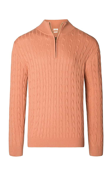 Men's Cotton Cable Knitted T-Zip Jumper