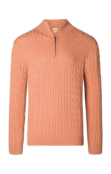 Men's Cotton Cable Knitted T-Zip Jumper