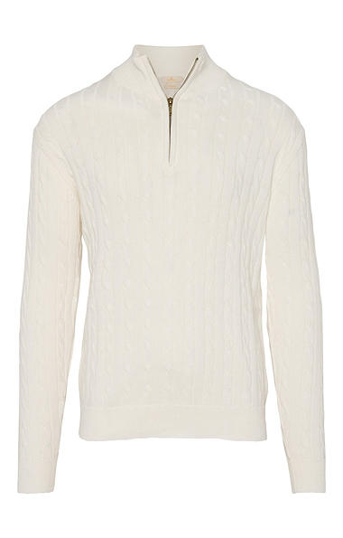 Men's Cotton Cable Knitted T-Zip Jumper