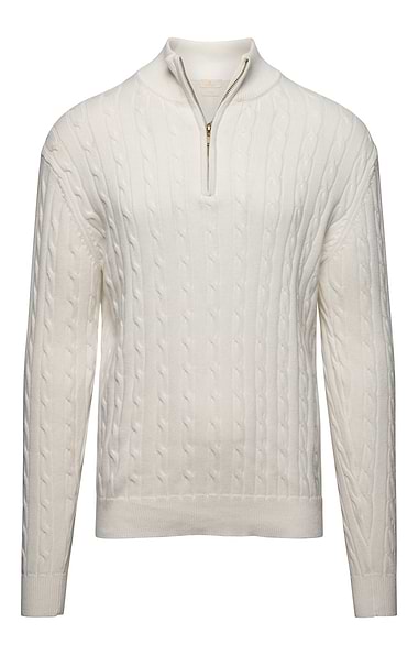Men's Cotton Cable Knitted T-Zip Jumper