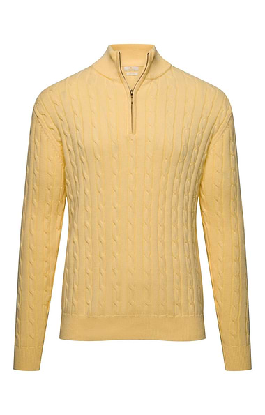 Men's Cotton Cable Knitted T-Zip Jumper
