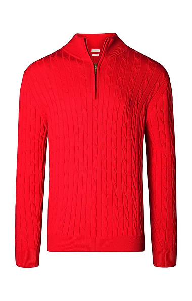 Men's Cotton Cable Knitted T-Zip Jumper