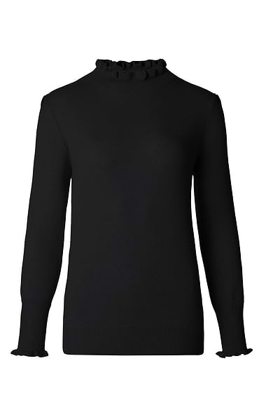 Ladies Merino & Cashmere Ruffle Neck Jumper